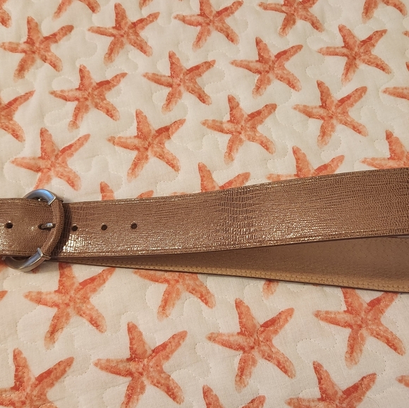 Light Brown Leather Textured Belt with Silver Buckle - Picture 8 of 8